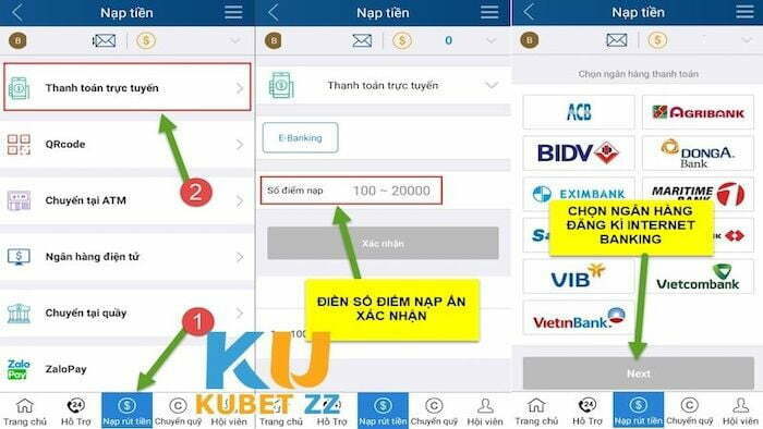 Nạp Kubet ZZ qua thanh toán trực tuyến